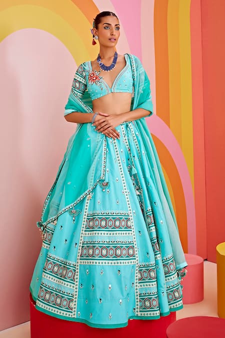 Isha Gupta Tayal Embroidered Blouse & Kalidar Lehenga Set 