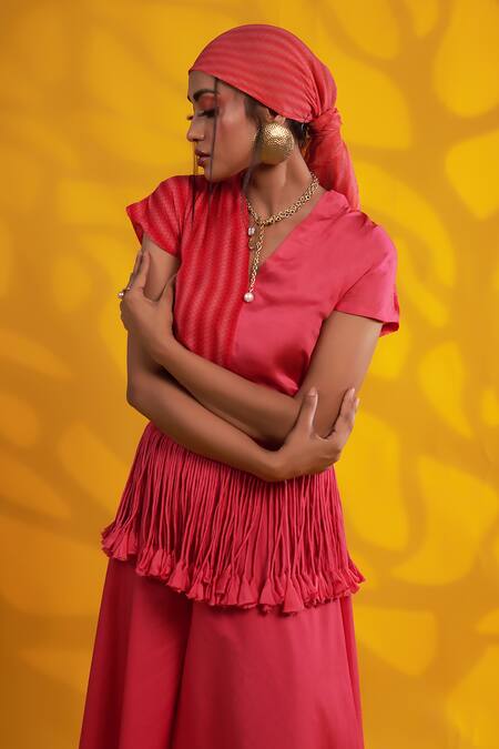 Jyoti Sachdev Iyer_Pink Tassels Cupro Belt _Online_at_Aza_Fashions