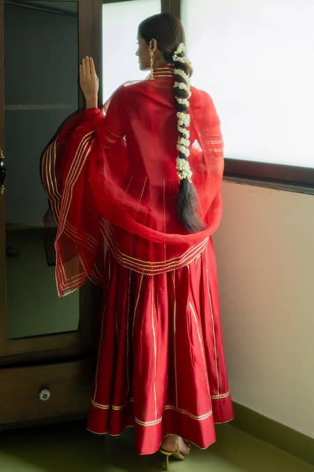 Peeli Dori Noor Gota Embroidered Anarkali With Dupatta