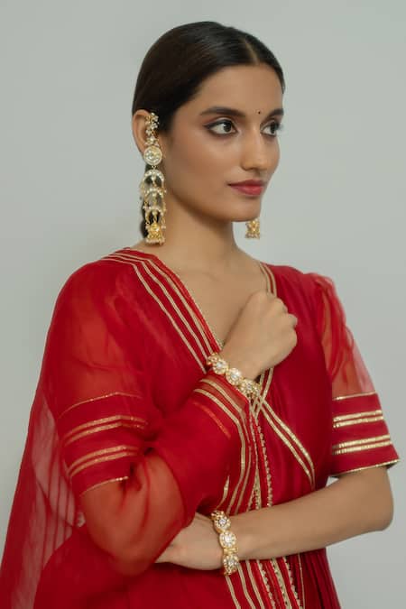 Buy Peeli Dori Red , Chanderi, Organza, Noor Embroidered Anarkali With Dupatta Online at Aza Fashions Buy_Peeli Dori_Red , Chanderi, Organza, Noor Embroidered Anarkali With Dupatta _Online_at_Aza_Fashions