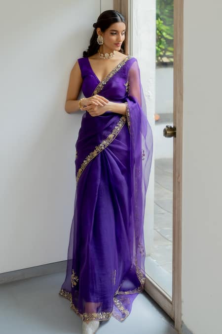 Buy Outstanding Purple Zari Woven Silk Wedding Wear Saree With Blouse -  Zeel Clothing