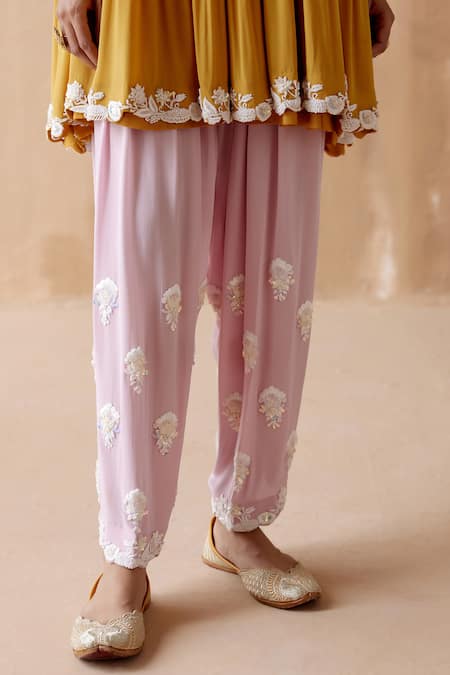 Buy Aman Takyar Yellow Georgette Cut Work, Embroidery V-neck Yoke Anarkali And Pant Set Online at Aza Fashions Buy_Aman Takyar_Yellow Georgette Cut Work, Embroidery V-neck Yoke Anarkali And Pant Set _Online_at_Aza_Fashions