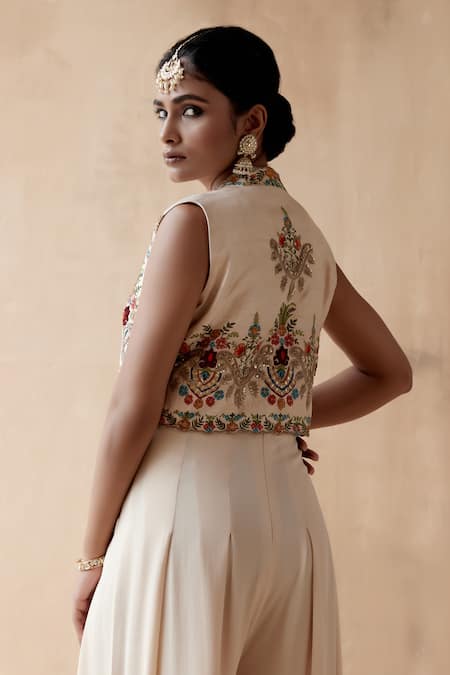 Aman Takyar Floral Embroidered Jumpsuit & Jacket Set 