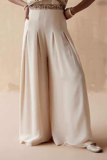 Aman Takyar_Ivory Silk, Georgette Embroidery, Sequins Open Floral Jumpsuit And Jacket Set _at_Aza_Fashions