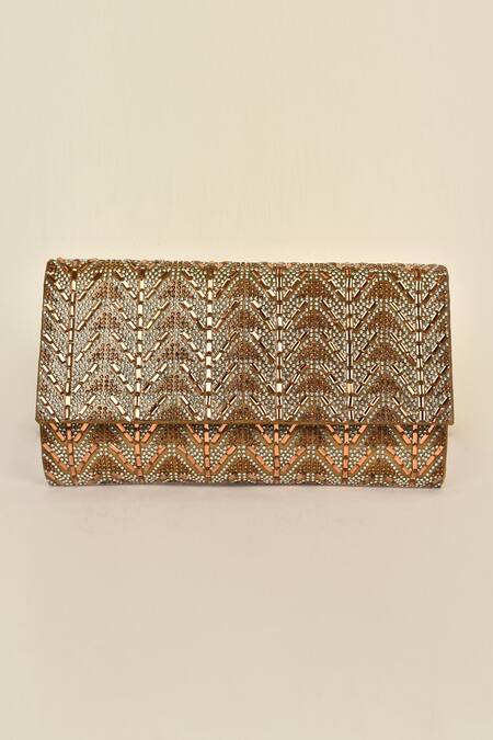 Alor Bags Gold Rhinestones, Sequins Magnifique Envelope Crystal Clutch Online at Aza Fashions Alor Bags_Gold Rhinestones, Sequins Magnifique Envelope Crystal Clutch _Online_at_Aza_Fashions
