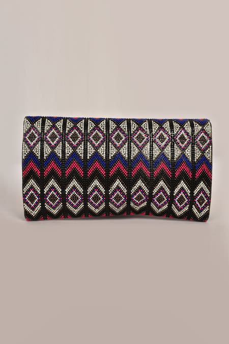 Shop Alor Bags Black Beads, Crystals Banjara Envelope Clutch at Aza Fashions Shop_Alor Bags_Black Beads, Crystals Banjara Envelope Clutch _at_Aza_Fashions