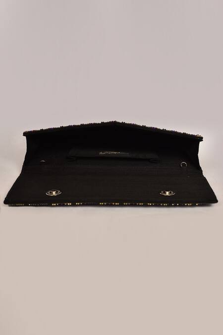 Shop Alor Bags Black Beads, Crystals Banjara Envelope Clutch Online at Aza Fashions Shop_Alor Bags_Black Beads, Crystals Banjara Envelope Clutch _Online_at_Aza_Fashions
