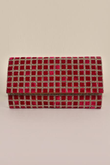 Alor Bags Pink Crystals Makhmali Envelope Clutch Online at Aza Fashions Alor Bags_Pink Crystals Makhmali Envelope Clutch _Online_at_Aza_Fashions