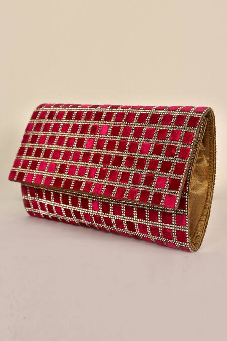 Buy Alor Bags Pink Crystals Makhmali Envelope Clutch Online at Aza Fashions Buy_Alor Bags_Pink Crystals Makhmali Envelope Clutch _Online_at_Aza_Fashions