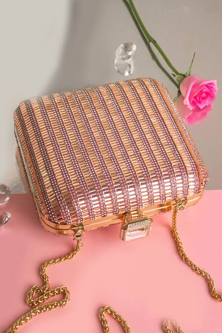 Alor Bags_Pink Crystals Regalia Embellished Clutch _at_Aza_Fashions