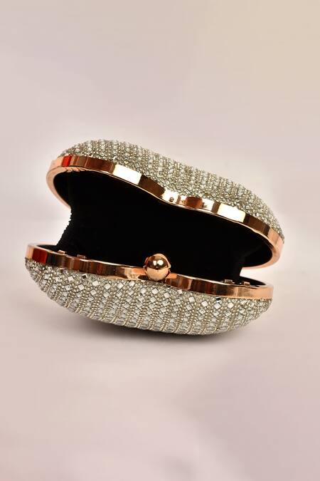 Shop_Alor Bags_Silver Rhinestones Dazzle Embellished Heart Clutch _Online_at_Aza_Fashions