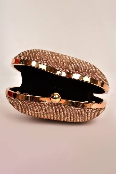 Buy_Alor Bags_Gold Rhinestones Dazzle Heart Clutch _Online_at_Aza_Fashions