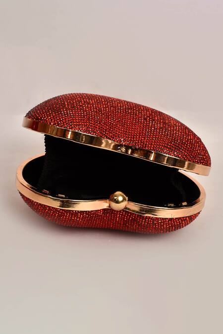 Shop_Alor Bags_Red Rhinestones Dazzle Embellished Heart Clutch _Online_at_Aza_Fashions