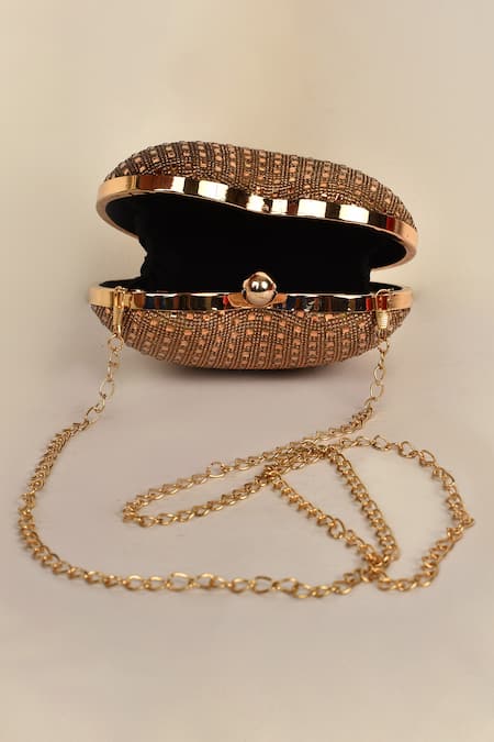 Shop_Alor Bags_Gold Rhinestones Dazzle Heart Clutch _Online_at_Aza_Fashions