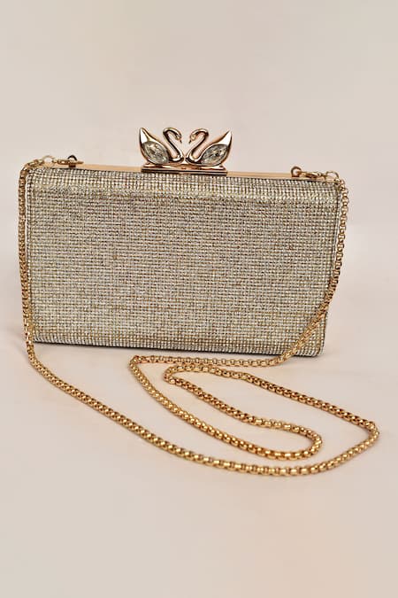 Alor Bags_Silver Crystals Venice Embellished Clutch _Online_at_Aza_Fashions