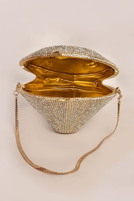 Shop_Alor Bags_Silver Crystals Diamond Shaped Clutch _Online_at_Aza_Fashions