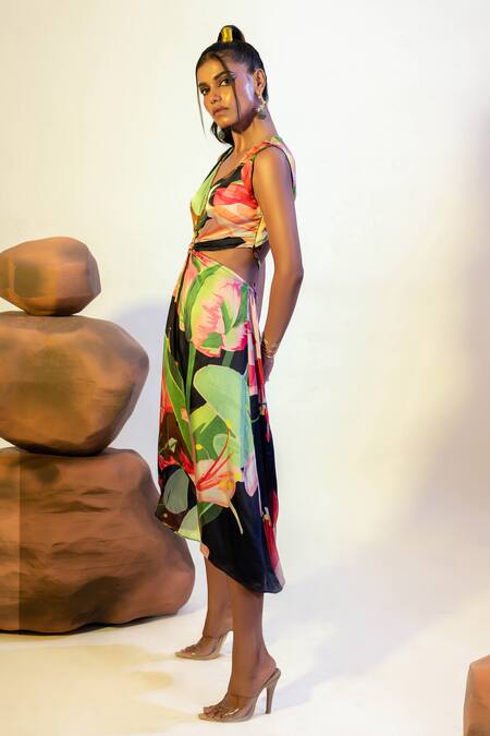 Sweetheart Neckline Satin High Slit Dress - Multi Colors Available