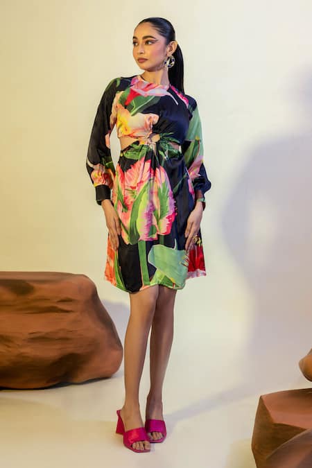 That Thing You Love Flowery Print Cut Out Dress 