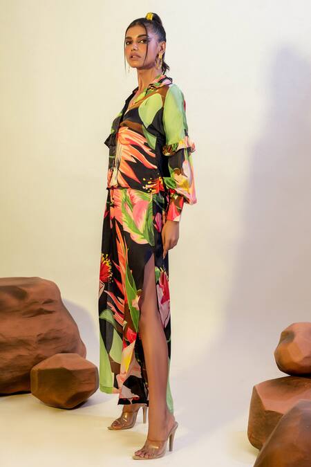 Shop_That Thing You Love_Multi Color Satin Print Lily Blossomy Pant  _Online_at_Aza_Fashions