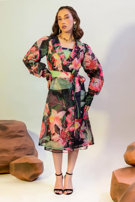 That Thing You Love Bloom Print Organza Trench Coat 