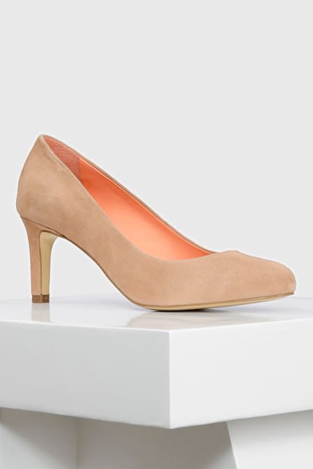 Buy_Oroh_Brown Genuine Leather Round Toe Pumps _Online_at_Aza_Fashions