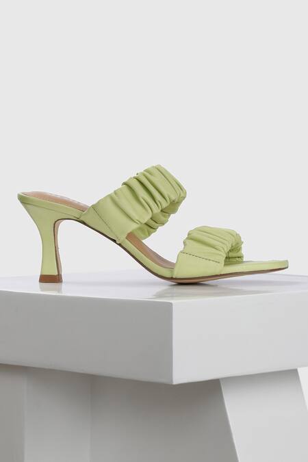 Oroh Green Pamplona Scrunched Strap Leather Heels 4