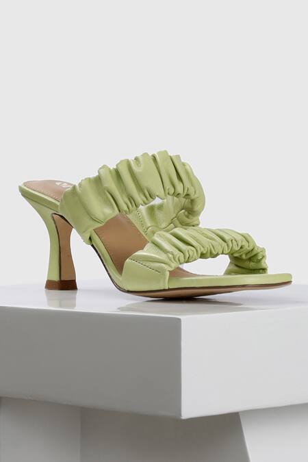 Oroh Green Pamplona Scrunched Strap Leather Heels 5