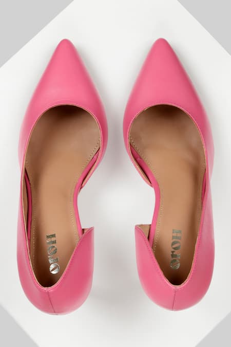 Shop Oroh Pink Barcelona Leather Pump Heels at Aza Fashions Shop_Oroh_Pink Barcelona Leather Pump Heels _at_Aza_Fashions