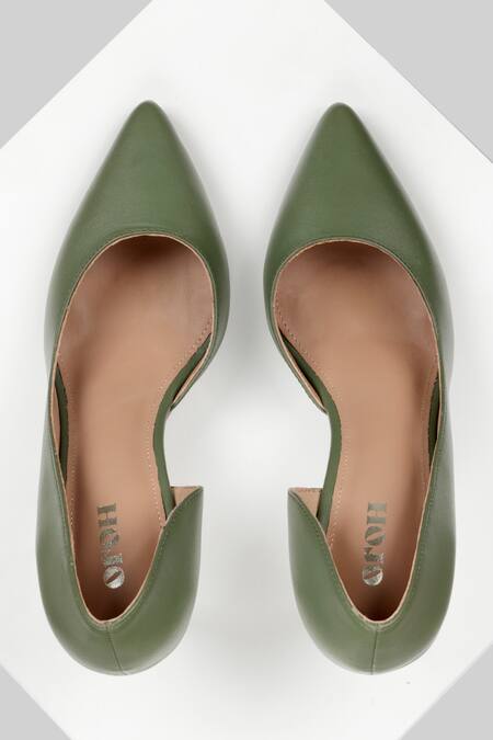 Shop Oroh Green Barcelona Pencil Pump Heels at Aza Fashions Shop_Oroh_Green Barcelona Pencil Pump Heels _at_Aza_Fashions