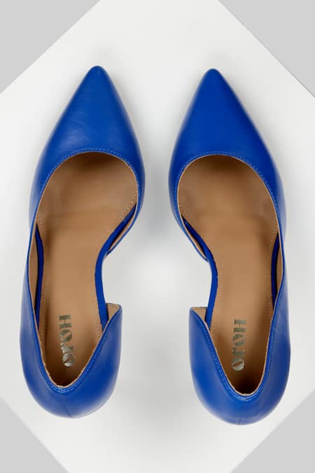 Shop Oroh Blue Barcelona Leather Pencil Pump Heels at Aza Fashions Shop_Oroh_Blue Barcelona Leather Pencil Pump Heels _at_Aza_Fashions