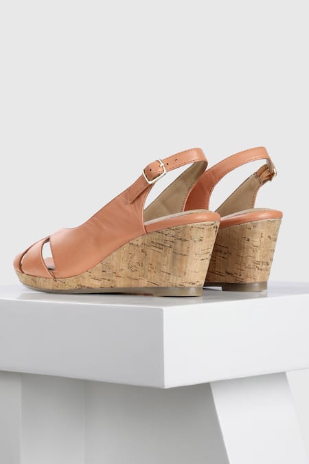 Shop_Oroh_Peach Segovia Criss Cross Strap Wedges _Online_at_Aza_Fashions