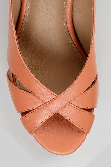 Oroh_Peach Segovia Criss Cross Strap Wedges _at_Aza_Fashions