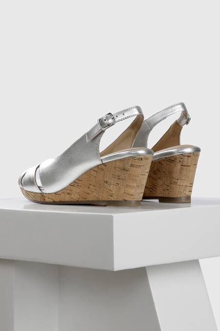 Shop_Oroh_Silver Segovia Metallic Criss Cross Strap Wedges _Online_at_Aza_Fashions