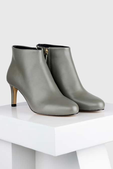 Oroh Grey Molina Pencil Heel Leather Boots 