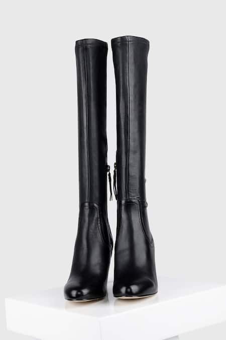 Shop Oroh Black Genuine Leather Long Boots at Aza Fashions Shop_Oroh_Black Genuine Leather Long Boots _at_Aza_Fashions