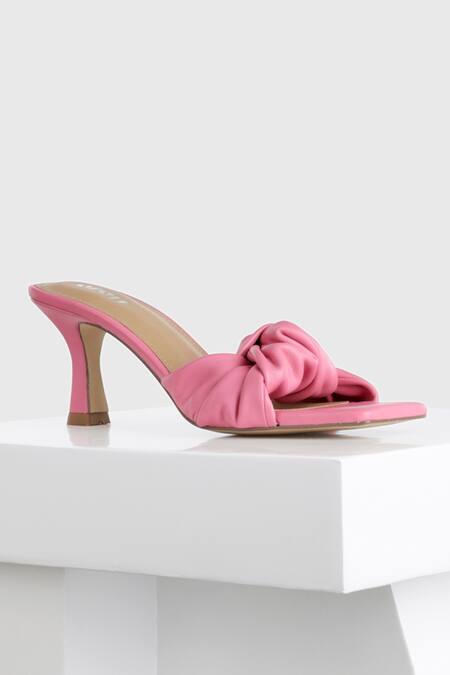 Oroh_Pink Oria Leather Knotted Heels_Online_at_Aza_Fashions