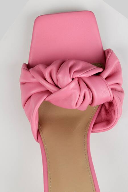 Oroh_Pink Oria Leather Knotted Heels_at_Aza_Fashions