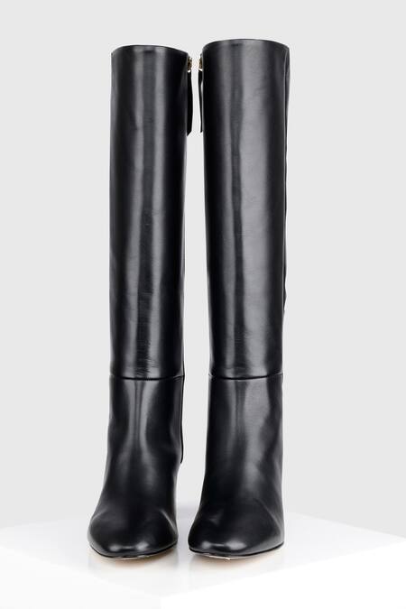 Shop Oroh Black Genuine Leather Tubo Boots at Aza Fashions Shop_Oroh_Black Genuine Leather Tubo Boots _at_Aza_Fashions