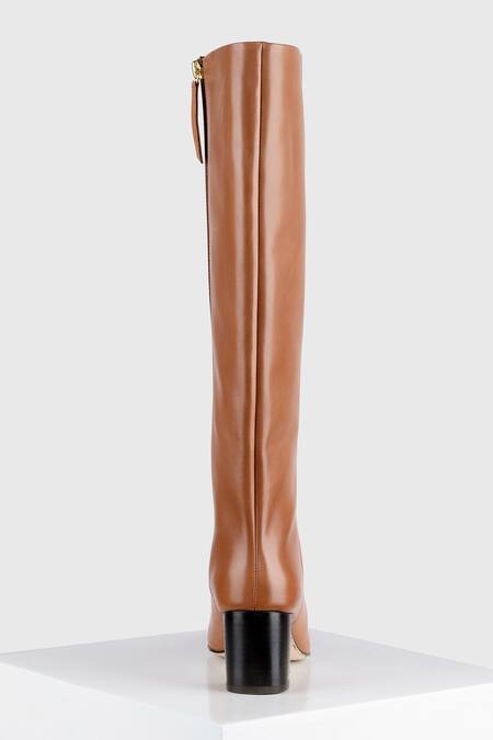 Oroh_Brown Almonte Block Heel Tubo Boots _Online_at_Aza_Fashions