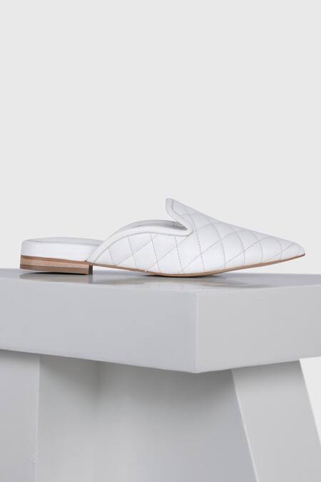 Oroh_White Malaga Quilted Mules_at_Aza_Fashions