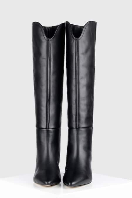 Shop Oroh Black Reinosa Leather Kitten Heel Boots at Aza Fashions Shop_Oroh_Black Reinosa Leather Kitten Heel Boots _at_Aza_Fashions