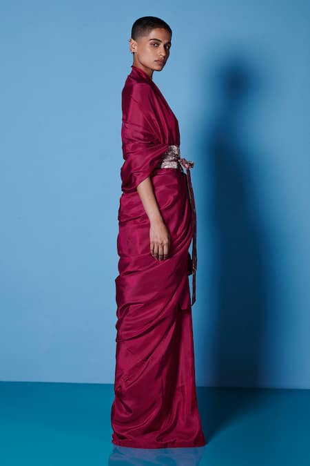 Ekaya Banaras Handwoven Plain Saree With Unstitched Blouse Fabric 