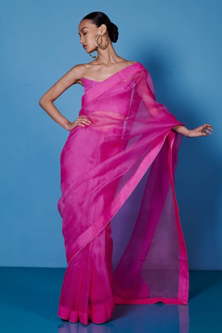 Ekaya Banaras Solid Handwoven Saree With Unstitched Blouse Fabric 