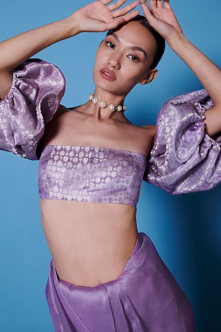 Buy Ekaya Banaras Purple Organza Handwoven Saree With Unstitched Blouse Fabric Online at Aza Fashions Buy_Ekaya Banaras_Purple Organza Handwoven Saree With Unstitched Blouse Fabric _Online_at_Aza_Fashions