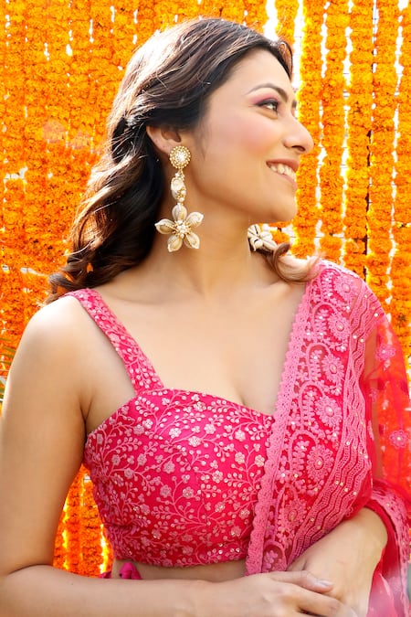 Buy Pink Colour Heavy Jhumka Bali for Saree by FashionCrab Online In India  At Discounted Prices