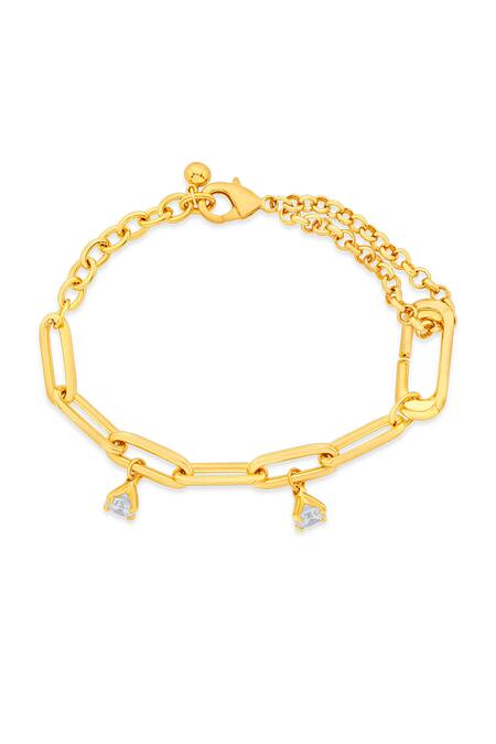 Shop Isharya Gold Plated Cubic Zirconia Classic Chain Link Bracelet at Aza Fashions Shop_Isharya_Gold Plated Cubic Zirconia Classic Chain Link Bracelet_at_Aza_Fashions