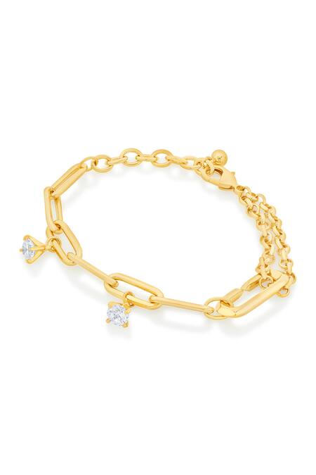 Isharya Gold Plated Cubic Zirconia Classic Chain Link Bracelet Online at Aza Fashions Isharya_Gold Plated Cubic Zirconia Classic Chain Link Bracelet_Online_at_Aza_Fashions