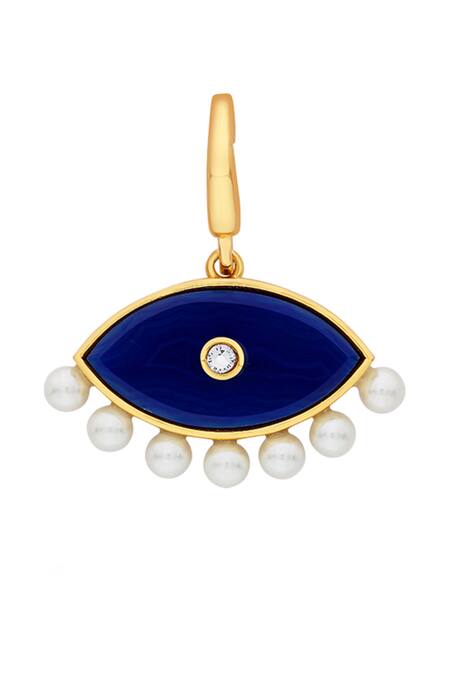 Isharya Blue Pearl, Agate Evil Eye Embellished Charm Online at Aza Fashions Isharya_Blue Pearl, Agate Evil Eye Embellished Charm_Online_at_Aza_Fashions