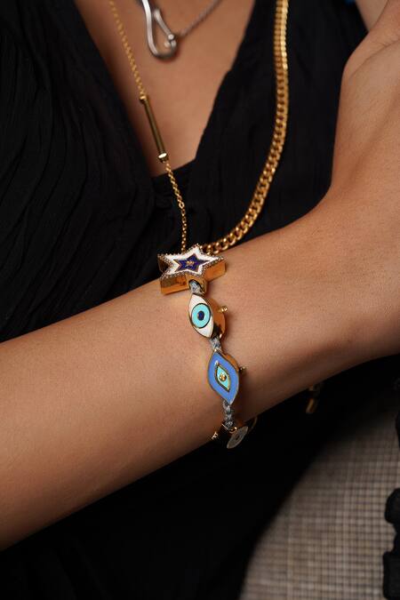 Buy Isharya Multi Color Enamel Evil Eye Iris Charm at Aza Fashions Buy_Isharya_Multi Color Enamel Evil Eye Iris Charm_at_Aza_Fashions