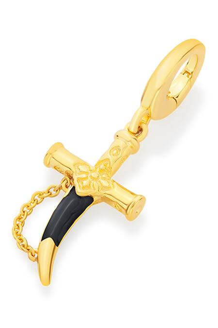 Isharya_Gold Sword Carved Work Charm _Online_at_Aza_Fashions